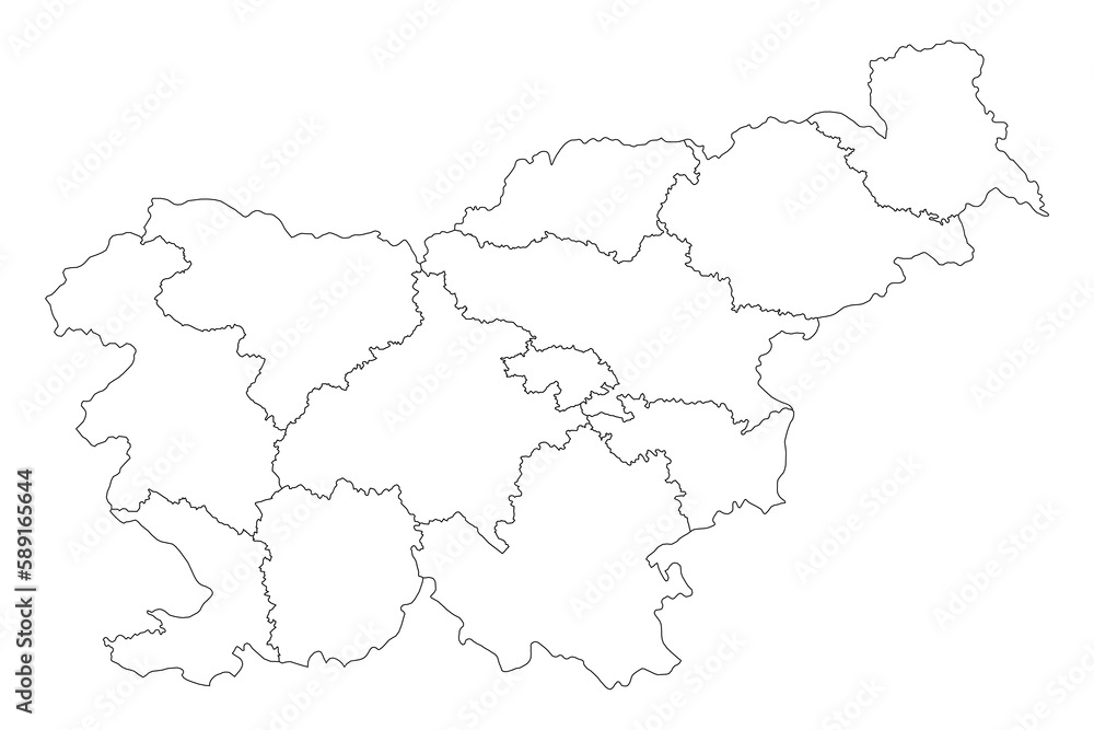 Slovenia map with regions. Vector illustration.