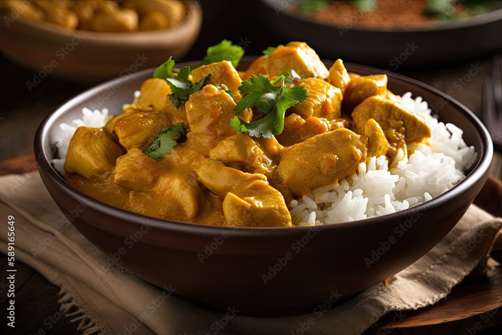 Chicken Curry Cook chicken pieces in a flavorful curry , generative artificial intelligence Chicken Curry Cook chicken pieces in a flavorful curry , generative artificial intelligence