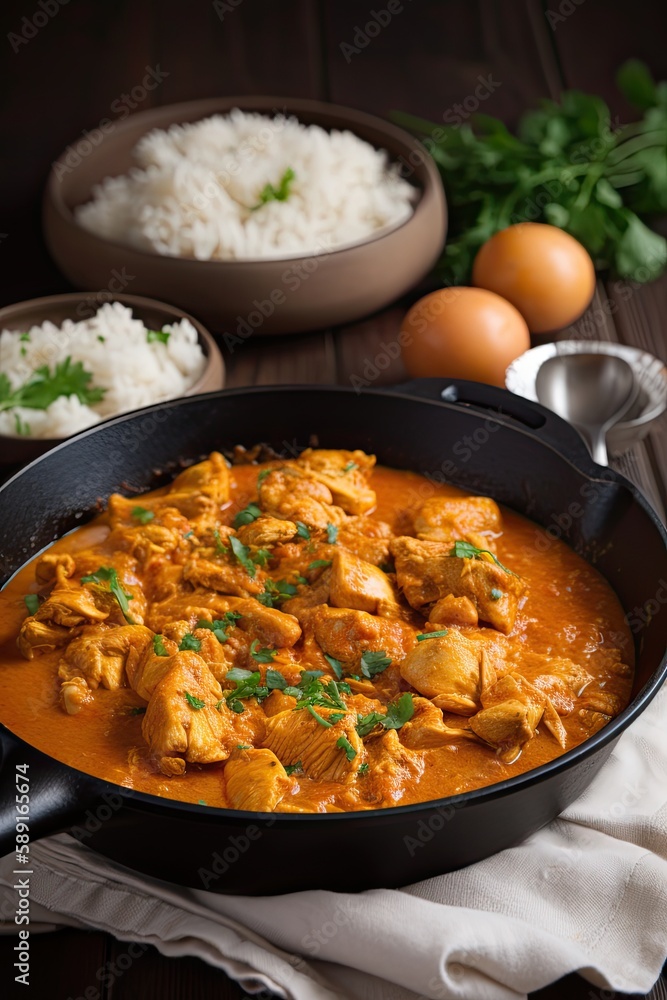  Chicken Curry Cook chicken pieces in a flavorful curry , generative artificial intelligence
