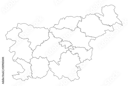 Slovenia map with regions. Vector illustration.