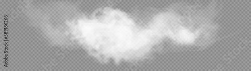 White vector cloudiness, fog, smoke on a transparent background. Cloudy sky or smog over the city. Vector 