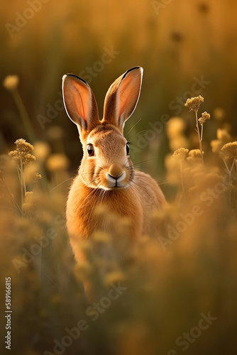 oyful cute Rabbit in the Sun-Kissed Meadow, created with Generative Al technology. © Uwe Lietz