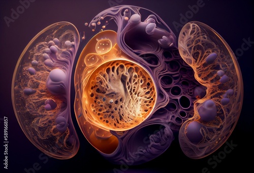 Cell multiplication inside mother's womb - Generative AI Fototapet