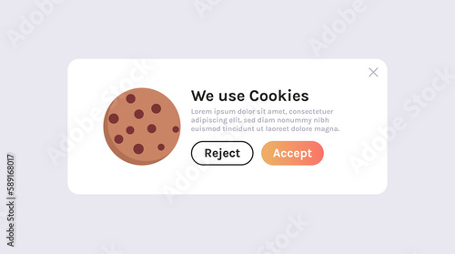 Protection of personal data information cookie and internet web page we use cookies policy concept flat illustration.	
