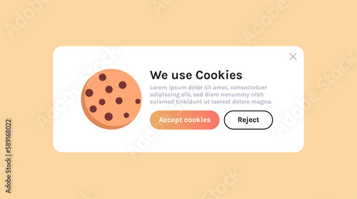 Protection of personal data information cookie and internet web page we use cookies policy concept flat illustration.	
