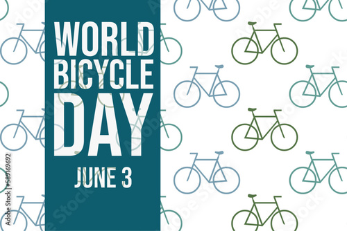 world bicycle day. postcard in paper-cut style