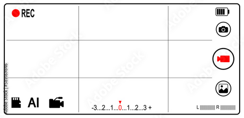 Realistic of illustration of a cellphonecamera indicator.mobile phone application withphoto and video viewfinder and buttons.