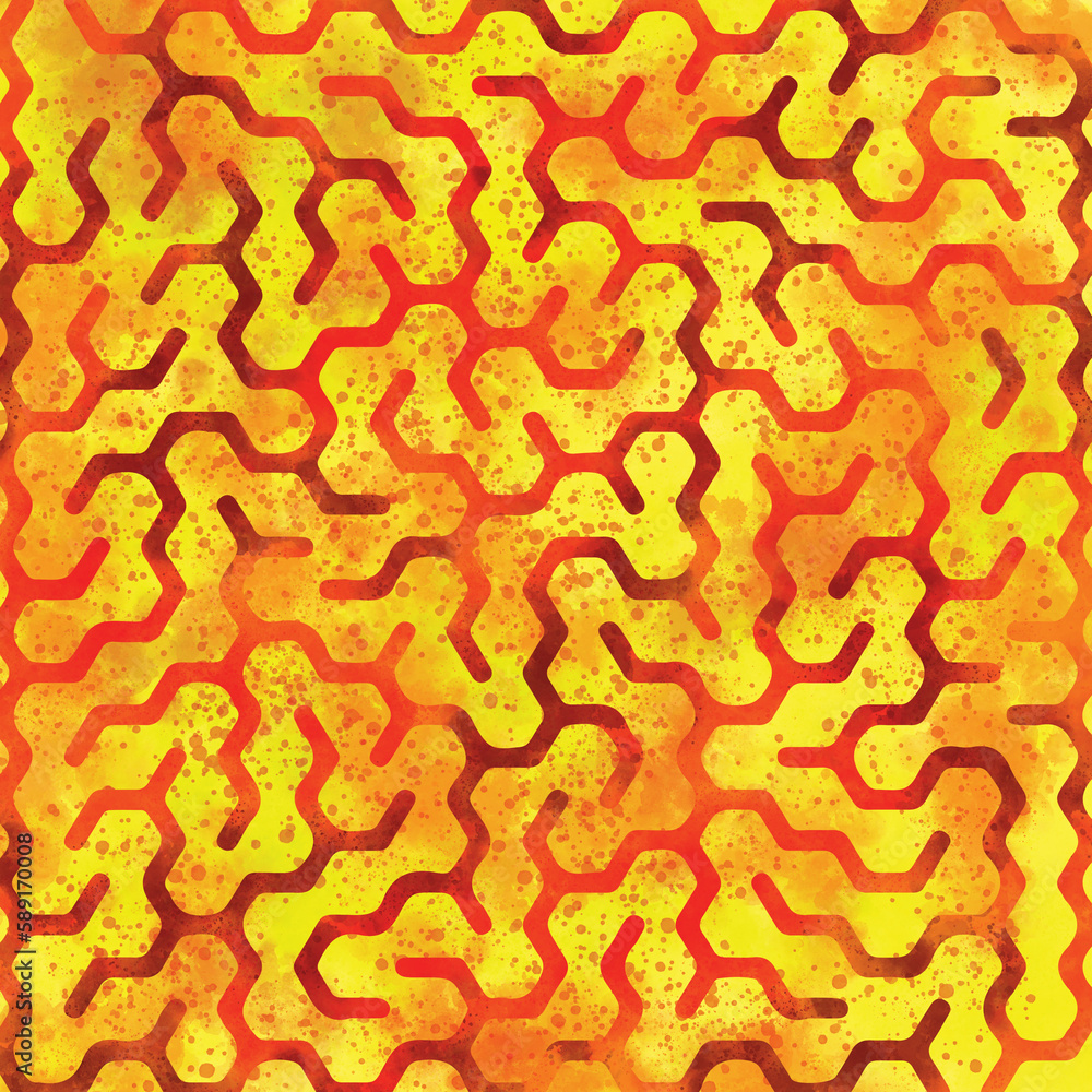 A colorful pattern with a curved curve in orange and yellow.