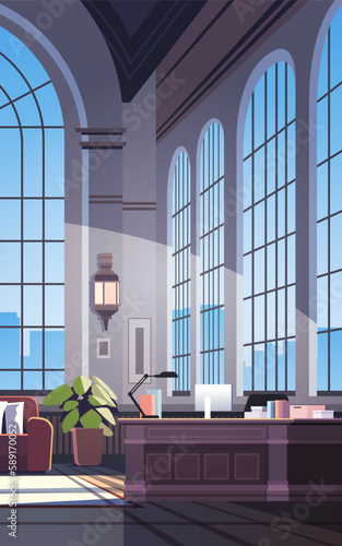 creative empty no people apartment modern loft interior of open space home office with furniture for corporate or freelance work