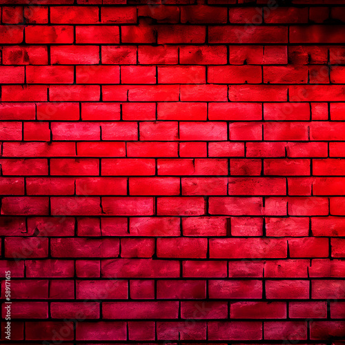 Red brick wall background. Generative AI.