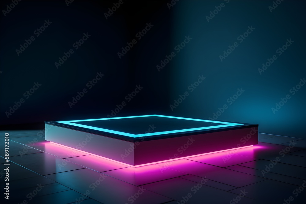 Simplicity and Minimalism: Creative product high-tech podium/platform mockup, AI generated Simplicity and Minimalism: Creative product high-tech podium/platform mockup, AI generated
