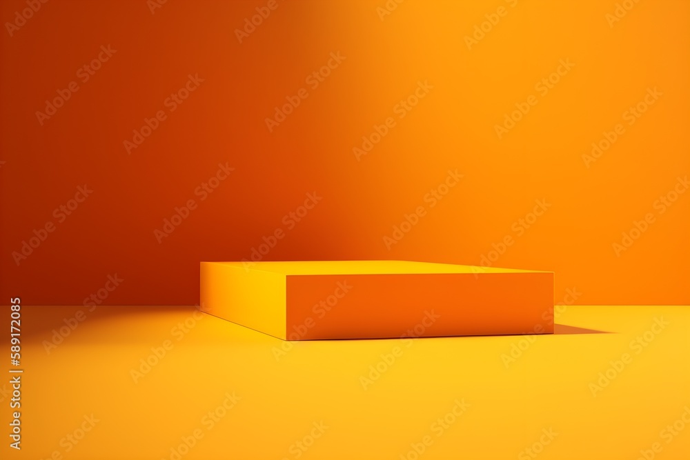 Simplicity and Minimalism: Creative product orangepodium/platform mockup, AI generated Simplicity and Minimalism: Creative product orangepodium/platform mockup, AI generated