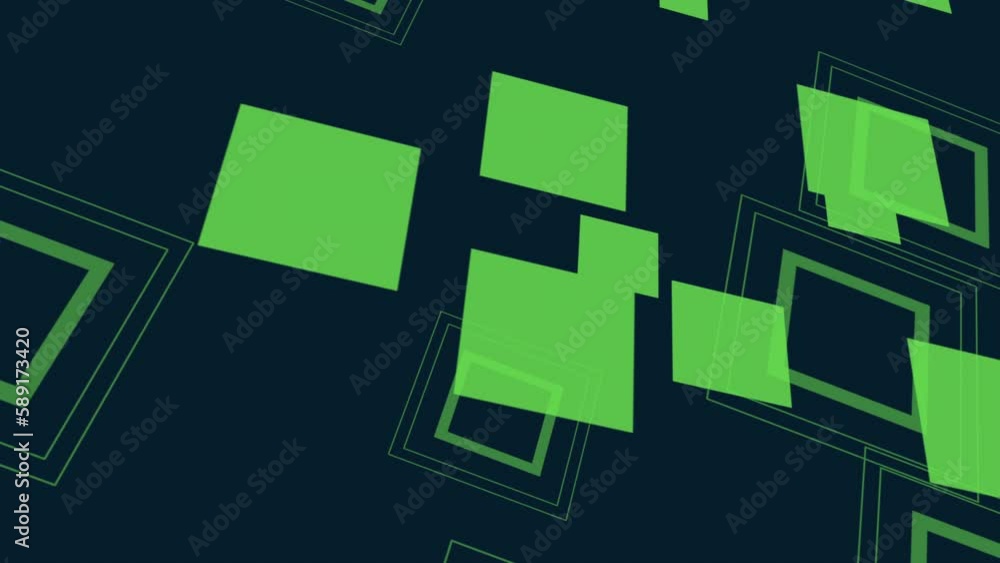 Flying green squares geometric pattern on blue gradient, motion business and corporate style background Flying green squares geometric pattern on blue gradient, motion business and corporate style background
