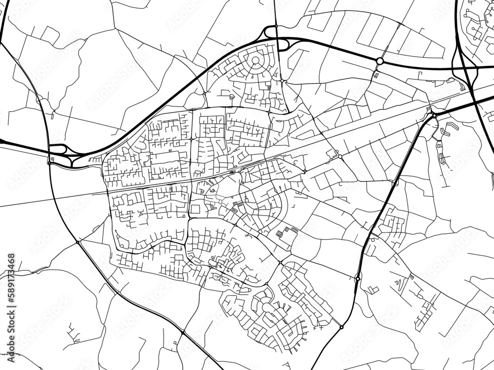 Vector Road map of the city of  Wijchen in the Netherlands. Based on data from OpenStreetMap.
