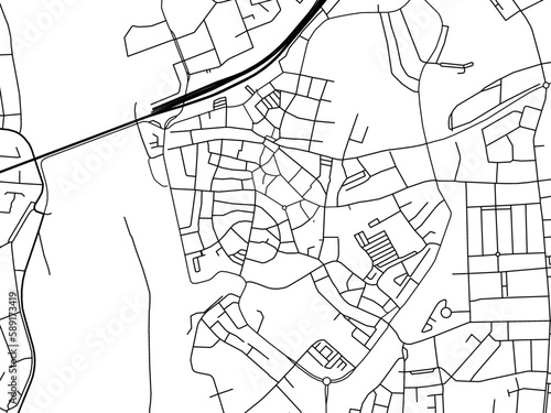 Vector Road map of the city of  Zutphen Centrum in the Netherlands. Based on data from OpenStreetMap.