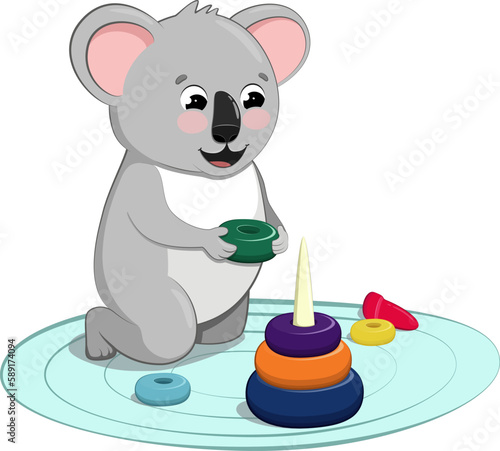 Koala baby playing pyramid
