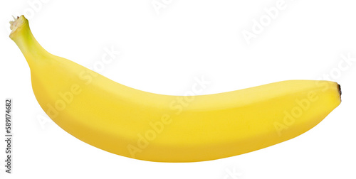 Single ripe banana isolated on transparent background photo