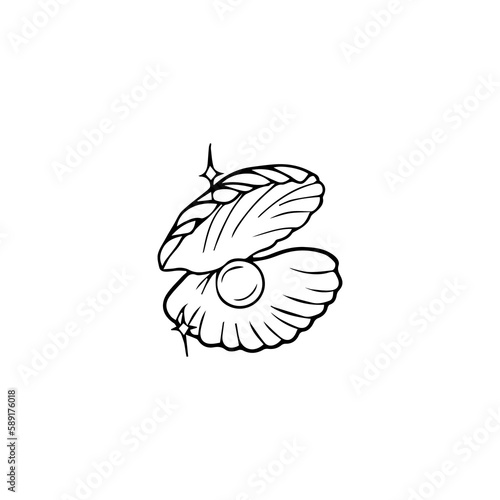 vector illustration of shells with gems