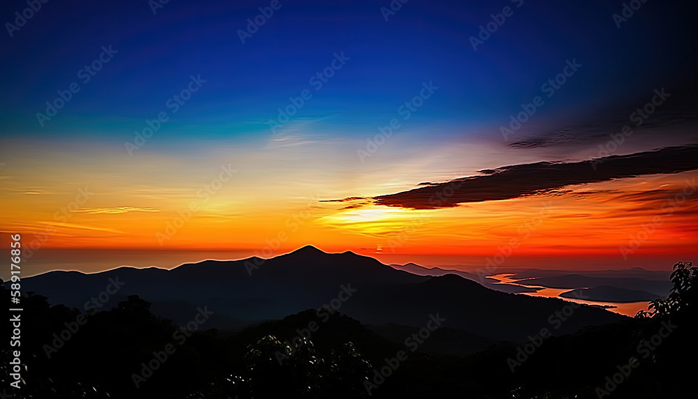 Obraz premium sunset over the mountains. Created using generative AI.