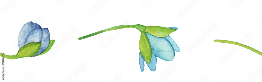 Obraz premium Watercolor frame - illustration with flowers elements, for wedding stationery, congratulations, wallpapers and more on white background.