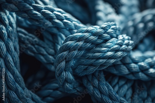 Close - up Of Blue Ropes, Generative AI