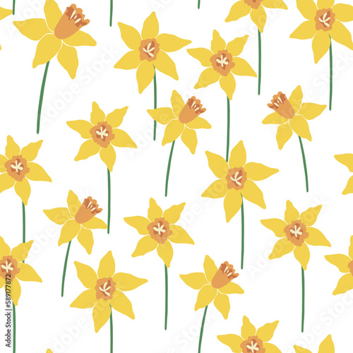 vector seamless pattern daffodil flowers yellow
