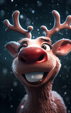 Playful reindeer gleaming under starry snowfall, embodying the magic and excitement of the Christmas eve journey.