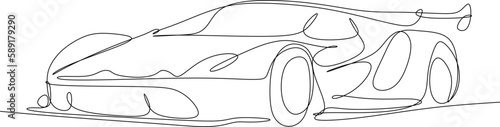 one line art. one continues hand-drawn car sketch of a pencil