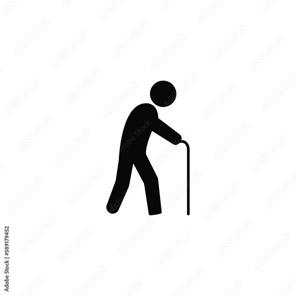 Old man line icon flat vector illustration