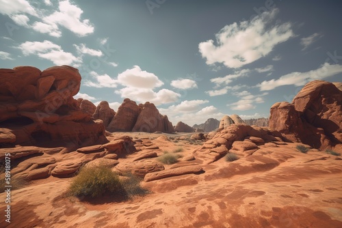 Scenic view of rock formations against sky  Generative AI