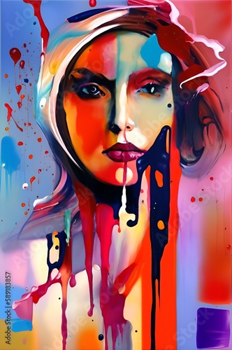 Abstract woman painting, generative ai