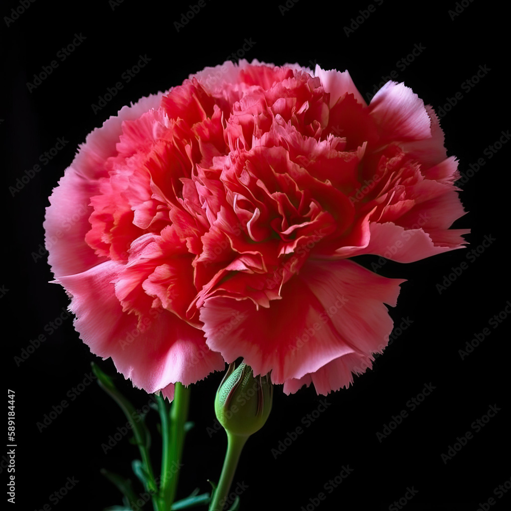 pink flower isolated on black background - by generative ai pink flower isolated on black background - by generative ai