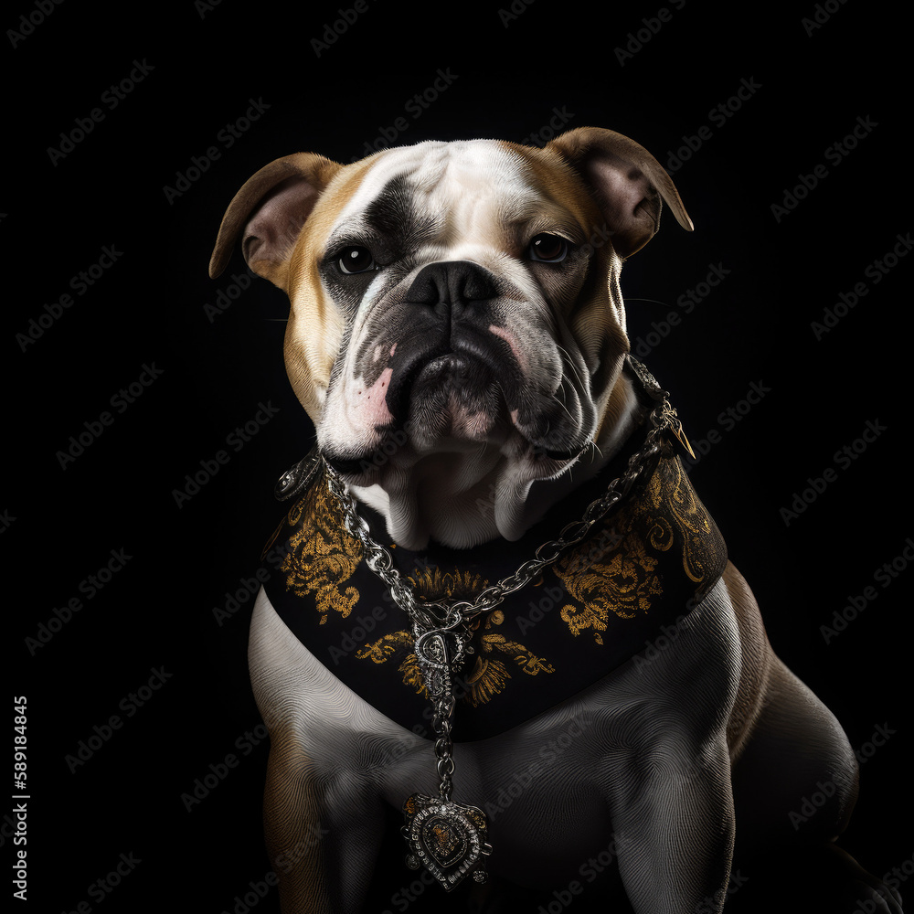 baroque english bulldog portrait - by generative ai