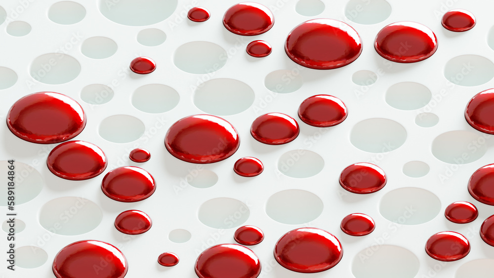 Abstract white background with empty cells and cells filled with red ...