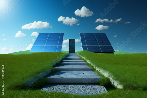 A solar Panels in The Nature Generative AI  © LayerAce.com