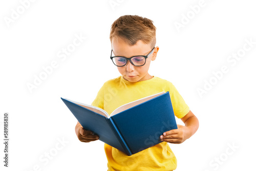 Quadro su tela child reads a book against a png backgrounds