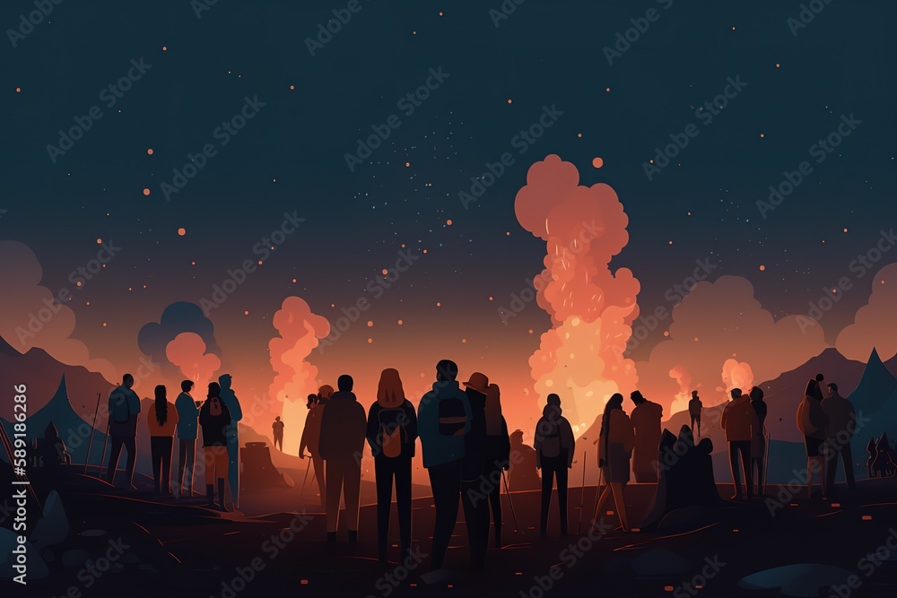 People Holding Flags And Walking On Street During Festival, Generative AI People Holding Flags And Walking On Street During Festival, Generative AI