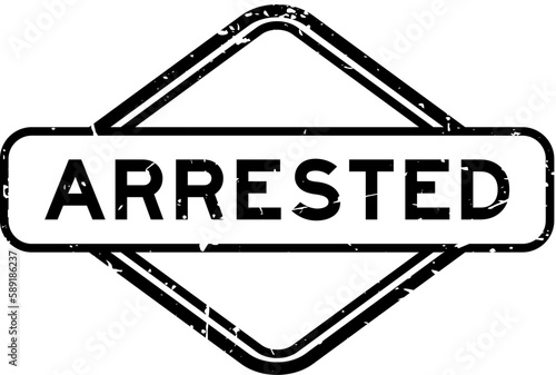 Grunge black arrested word rubber seal stamp on white background