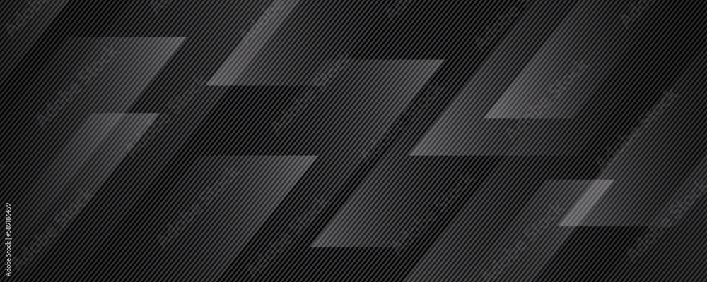 3D black geometric abstract background overlap layer on dark space with diagonal lines decoration. Modern graphic design element striped style for banner, flyer, card, brochure cover, or landing page