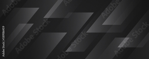 3D black geometric abstract background overlap layer on dark space with diagonal lines decoration. Modern graphic design element striped style for banner, flyer, card, brochure cover, or landing page