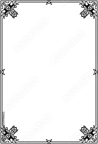 Decorative black framework. Interlaced lines. Celtic style. A3, A4 page size.
