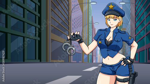 Anime Cop in Street