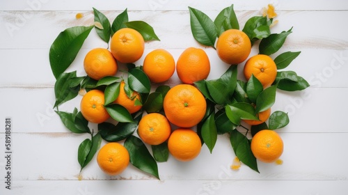 Oranges on white table