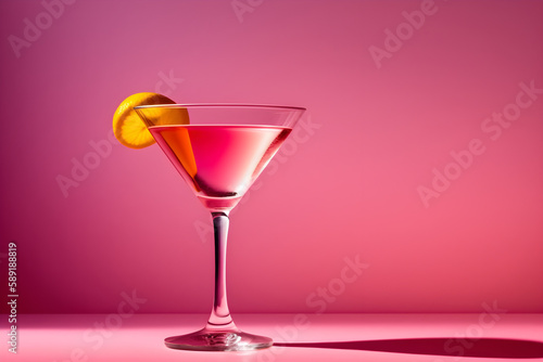 A simple and elegant photo of a Cosmopolitan in a classic martini glass - AI Technology