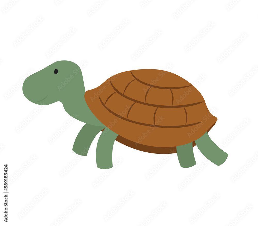 Obraz premium Concept Cute animals turtle. This is a flat, vector illustration of a cute cartoon turtle. Vector illustration.