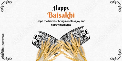 Happy Vaisakhi. Baisakhi celebration concept. Punjabi festival design. Illustration for greeting cards, web, postcards, and banners.
