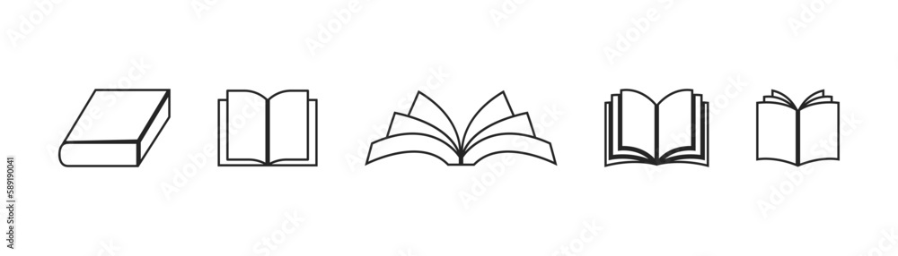 Books icons set. Linear icons. Books icons set. Linear icons.