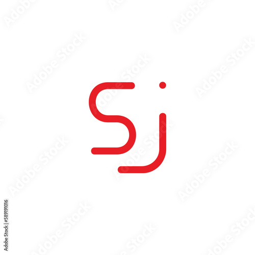 letter sj thin line simple dot logo vector
