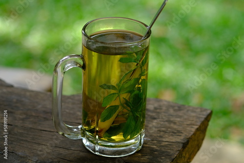 Wedang Sereh Mint Hangat, is a herbal drink made from palm seeds, mint leaves, warm water, and rock sugar. This drink can nourish the body and cure colds. Indonesian Drinks. 