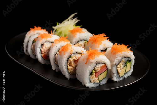 A plate of sushi roll generative AI